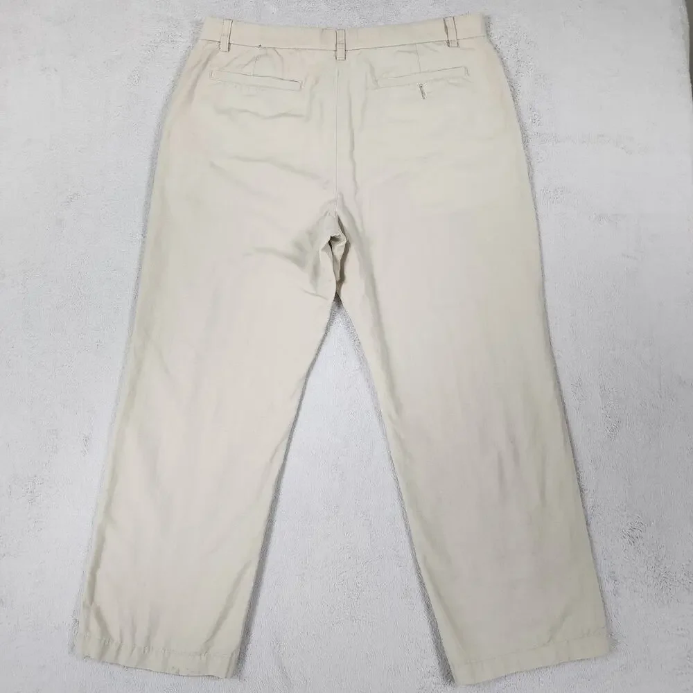 Banana Republic Gavin Chino Pants Mens 38x30 (Fit 38x29) Linen Blend Flat Beige